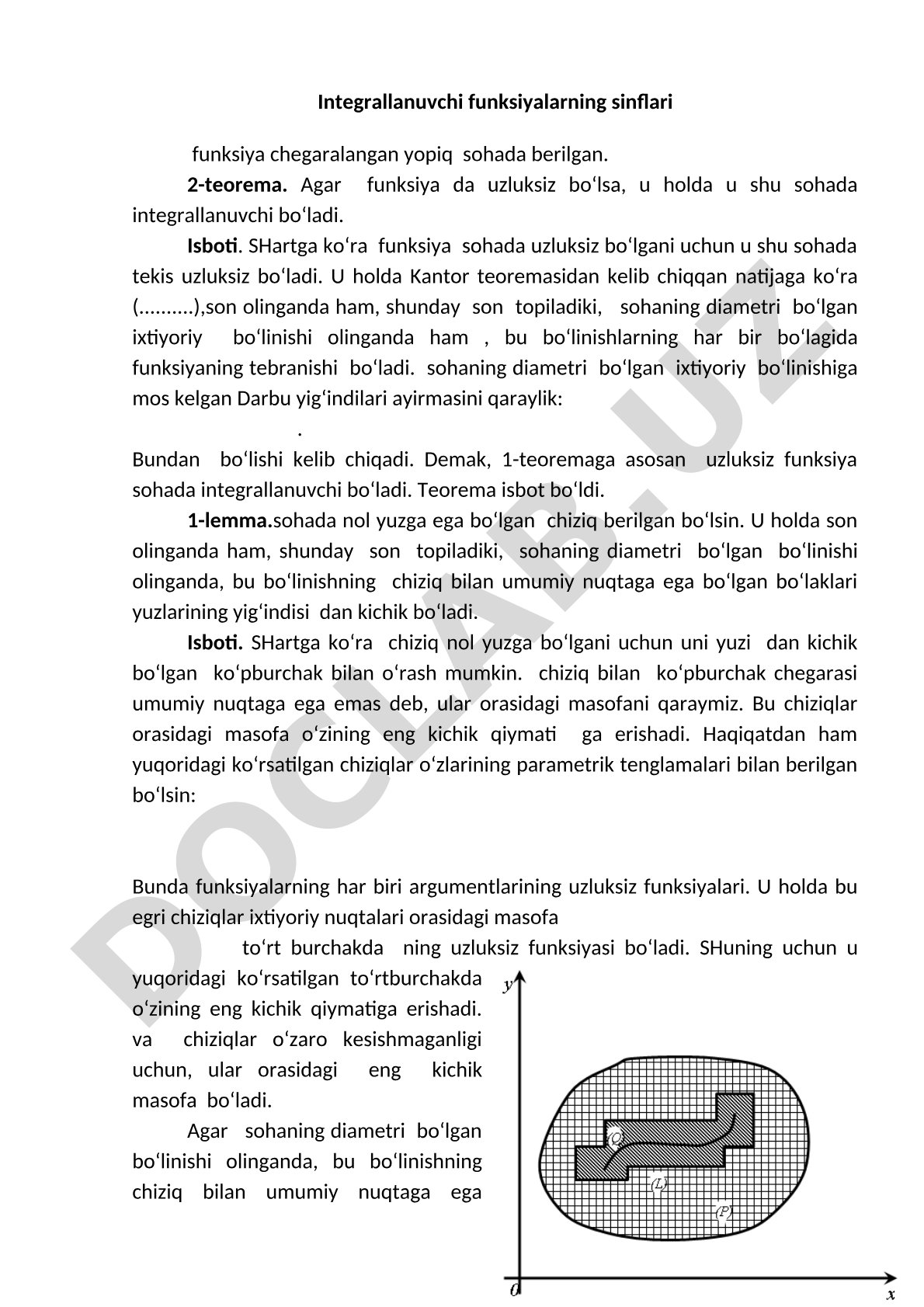 Integrallanuvchi funksiyalarning sinflari