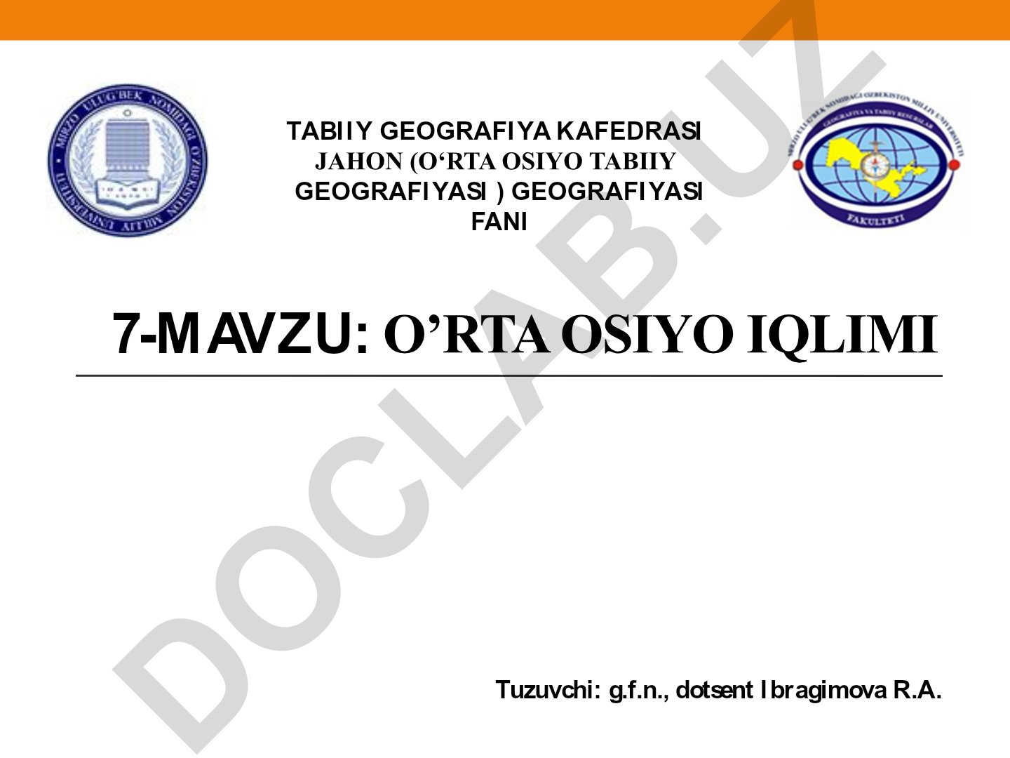 O‘rta Osiyo tabiiy geografiyasi iqlimining o’ziga xos xususiyatlari