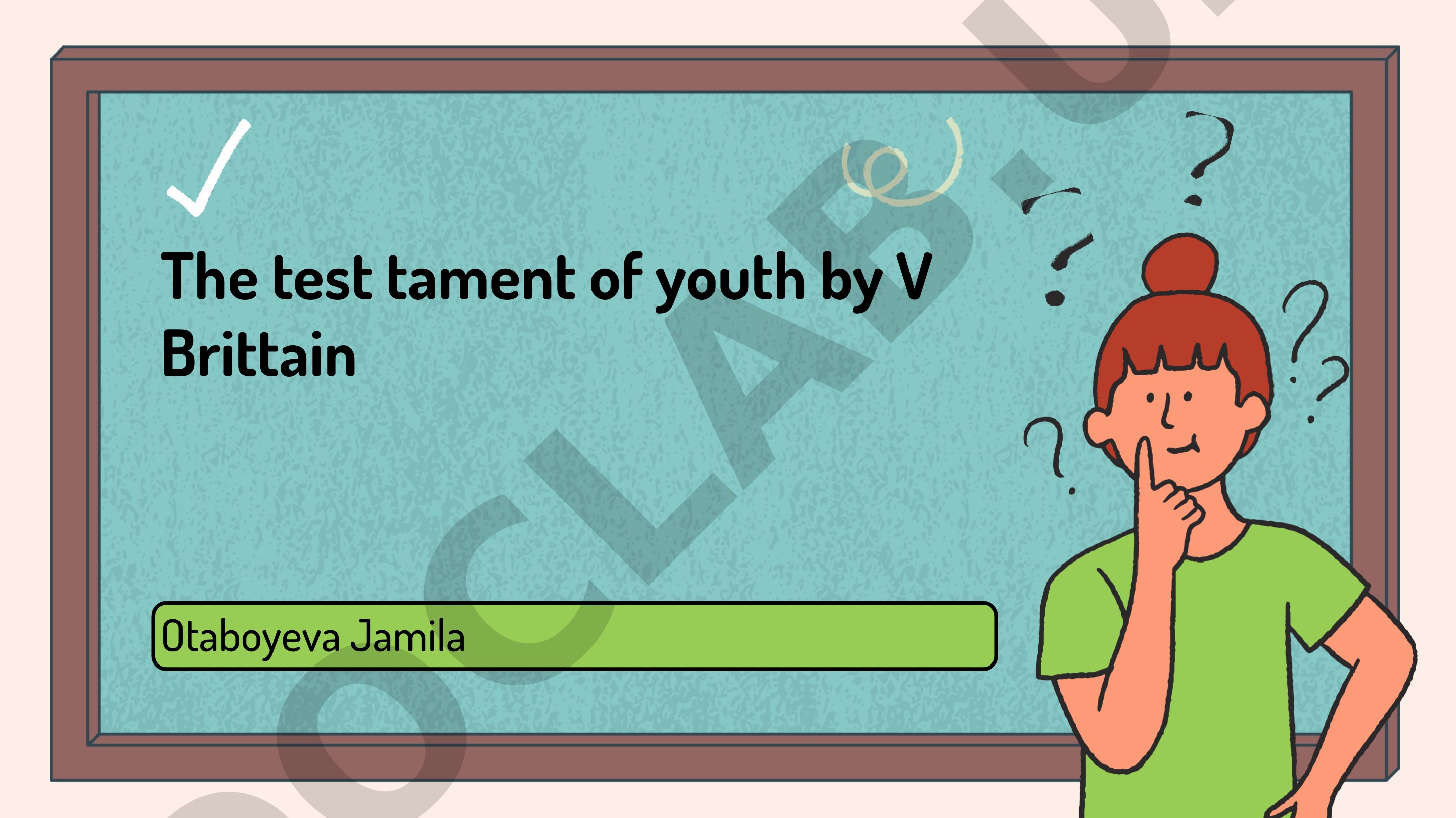 The test tament of youth by V Brittain