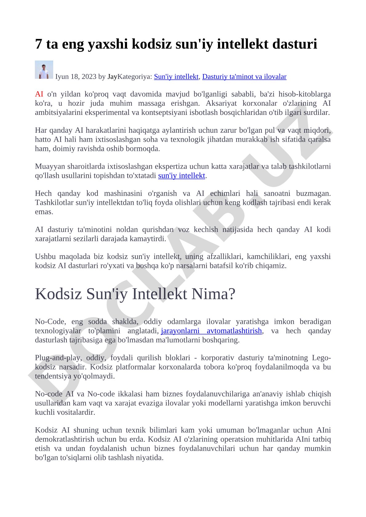 7 ta eng yaxshi kodsiz sun'iy intellekt dasturi