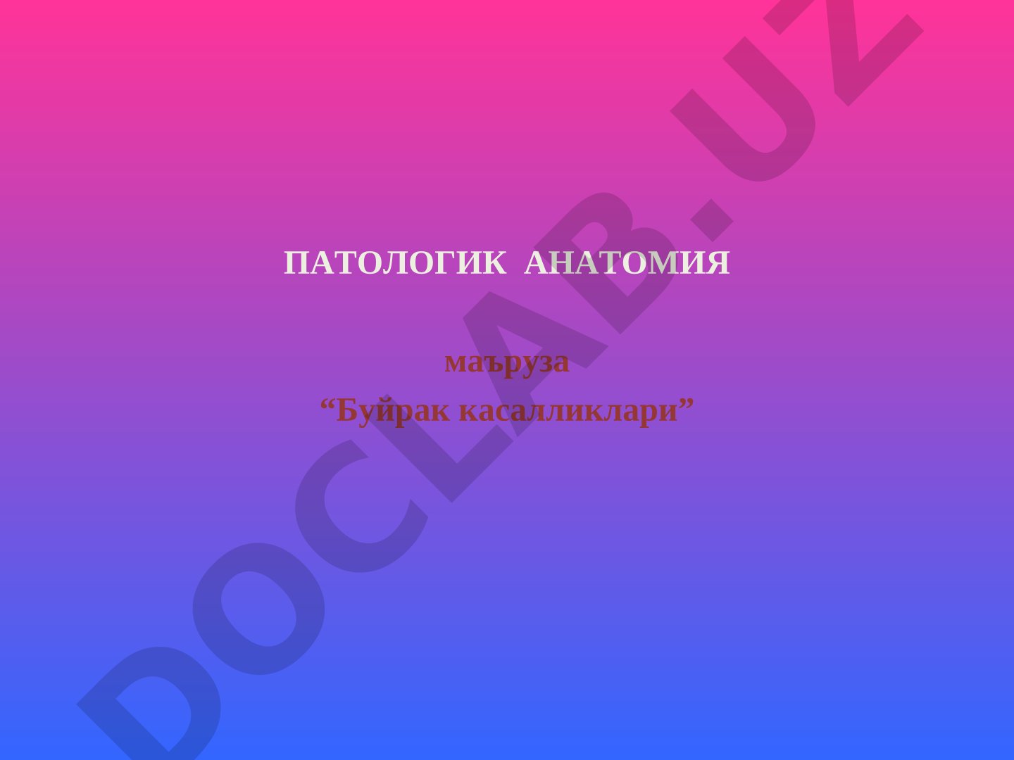 Буйрак касалликлари патологик анатомияси