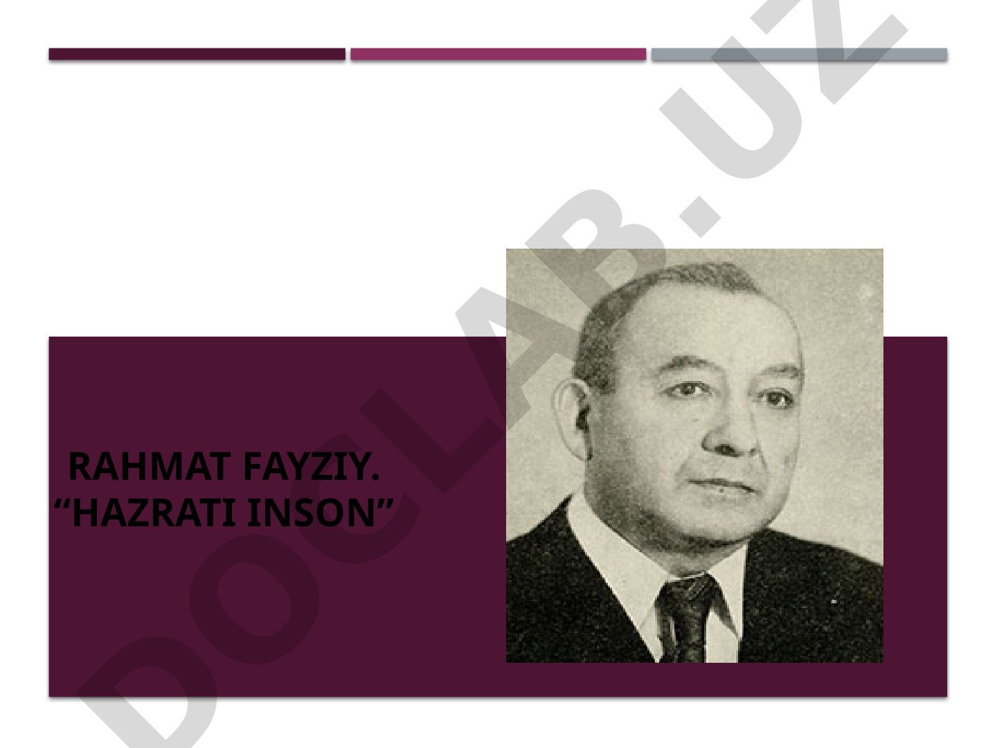 Rahmat Fayziyning 'Hazrati inson' hikoyasi