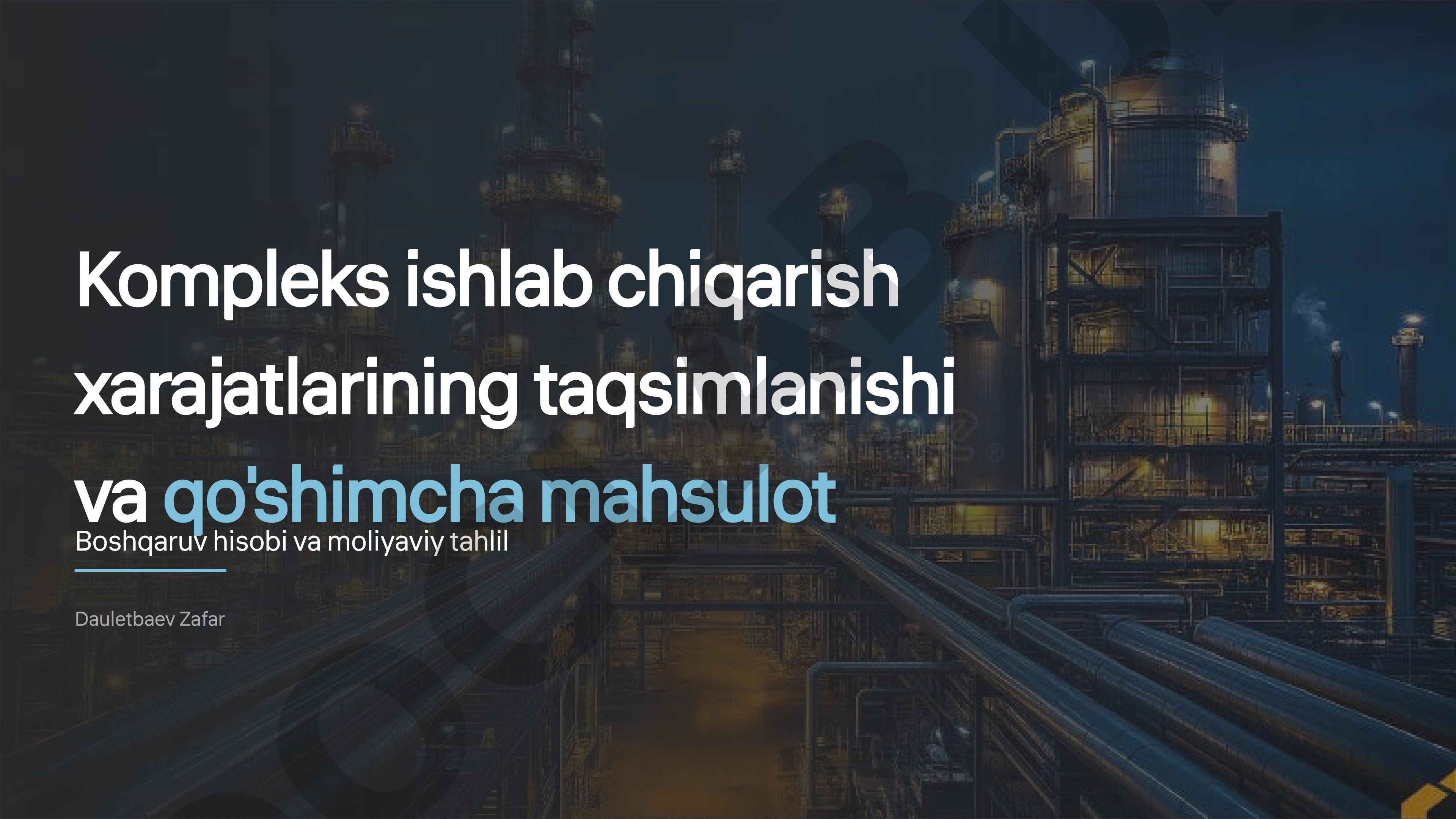 Kompleks ishlab chiqarish xarajatlarining taqsimlanishi va qo'shimcha mahsulot