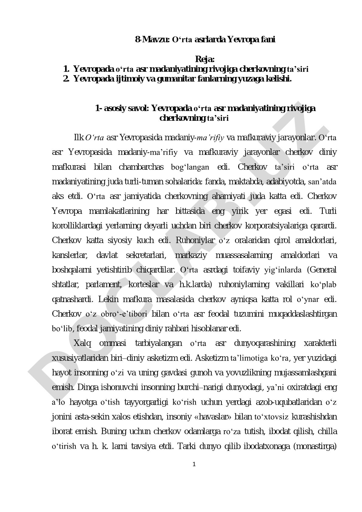 O'rta asrlarda Yevropa fani