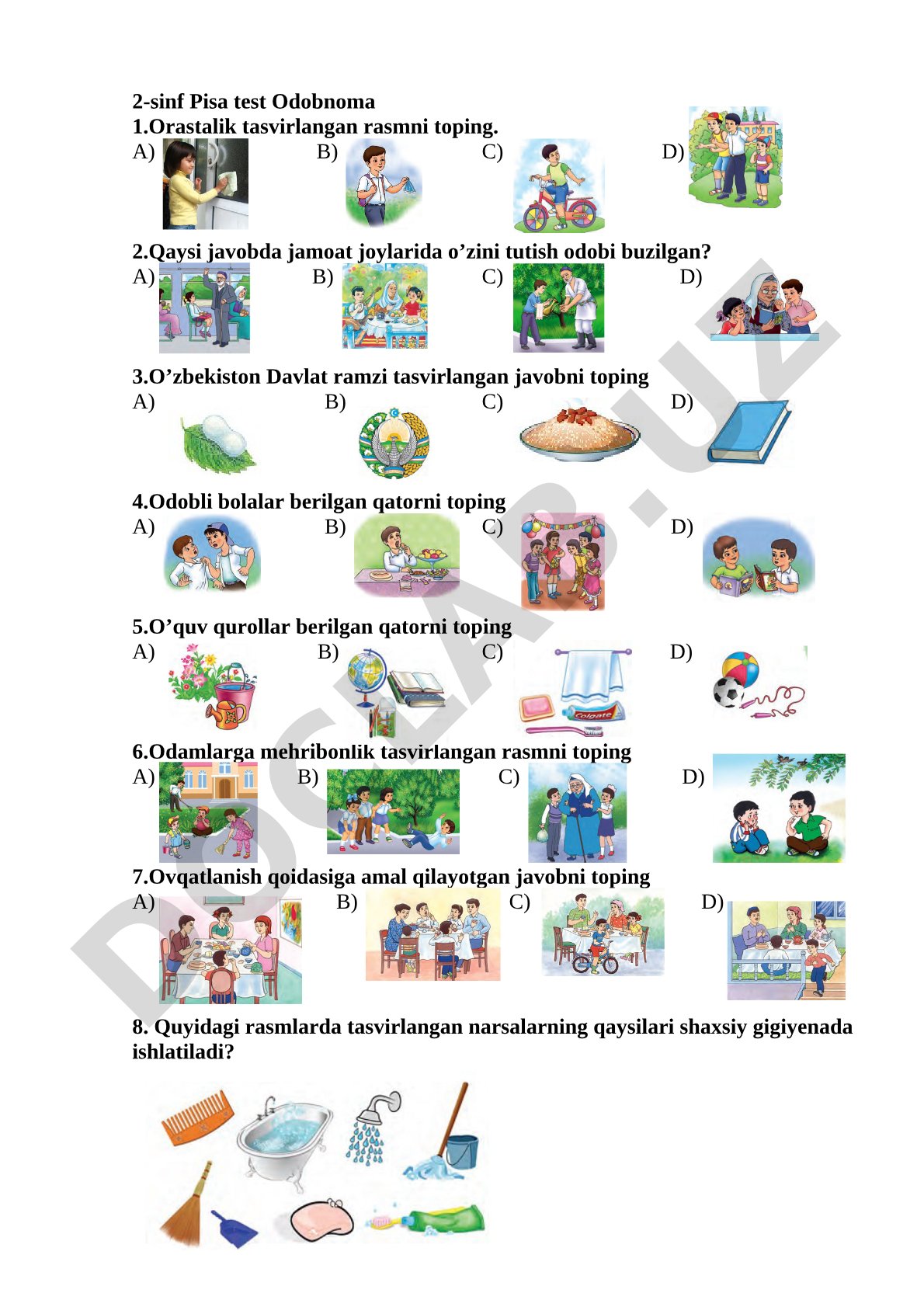 2-sinf Pisa test Odobnoma
