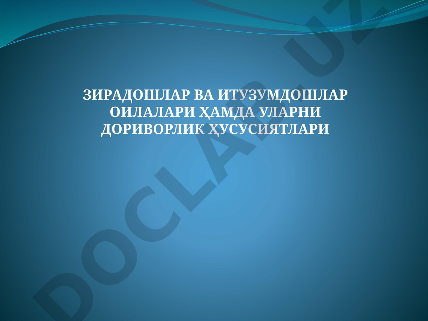 Зирадошлар ва итузумдошлар оилалари ҳамда уларни дориворлик ҳусусиятлари