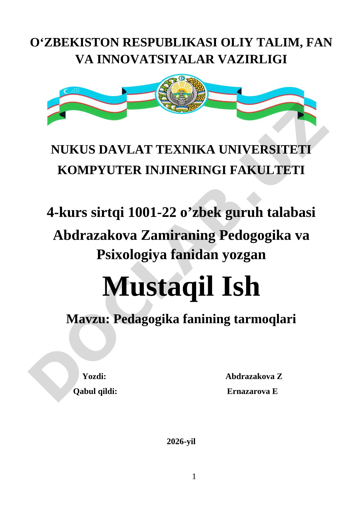 Pedagogika fanining tarmoqlari