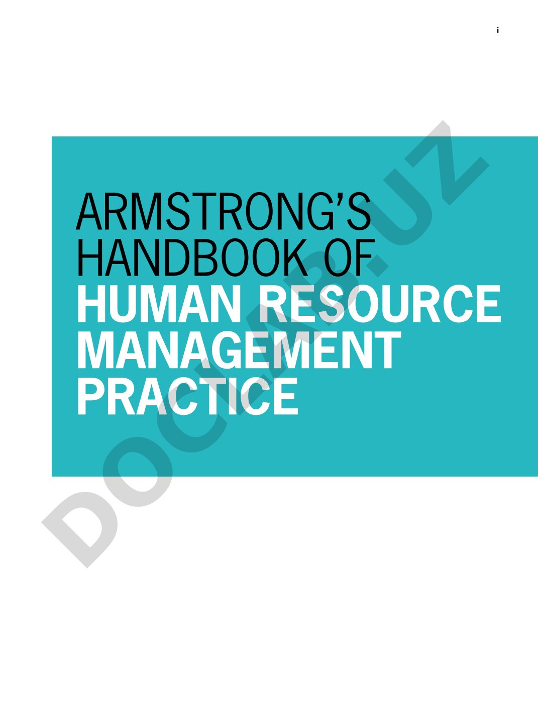 Armstrong's Handbook of Human Resource Management Practice