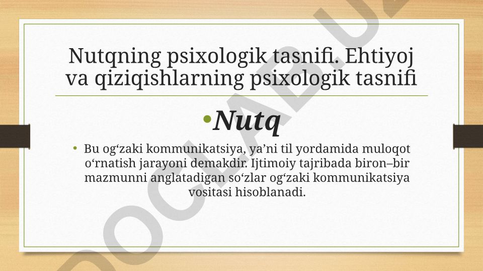 Nutqning psixologik tasnifi va turlari