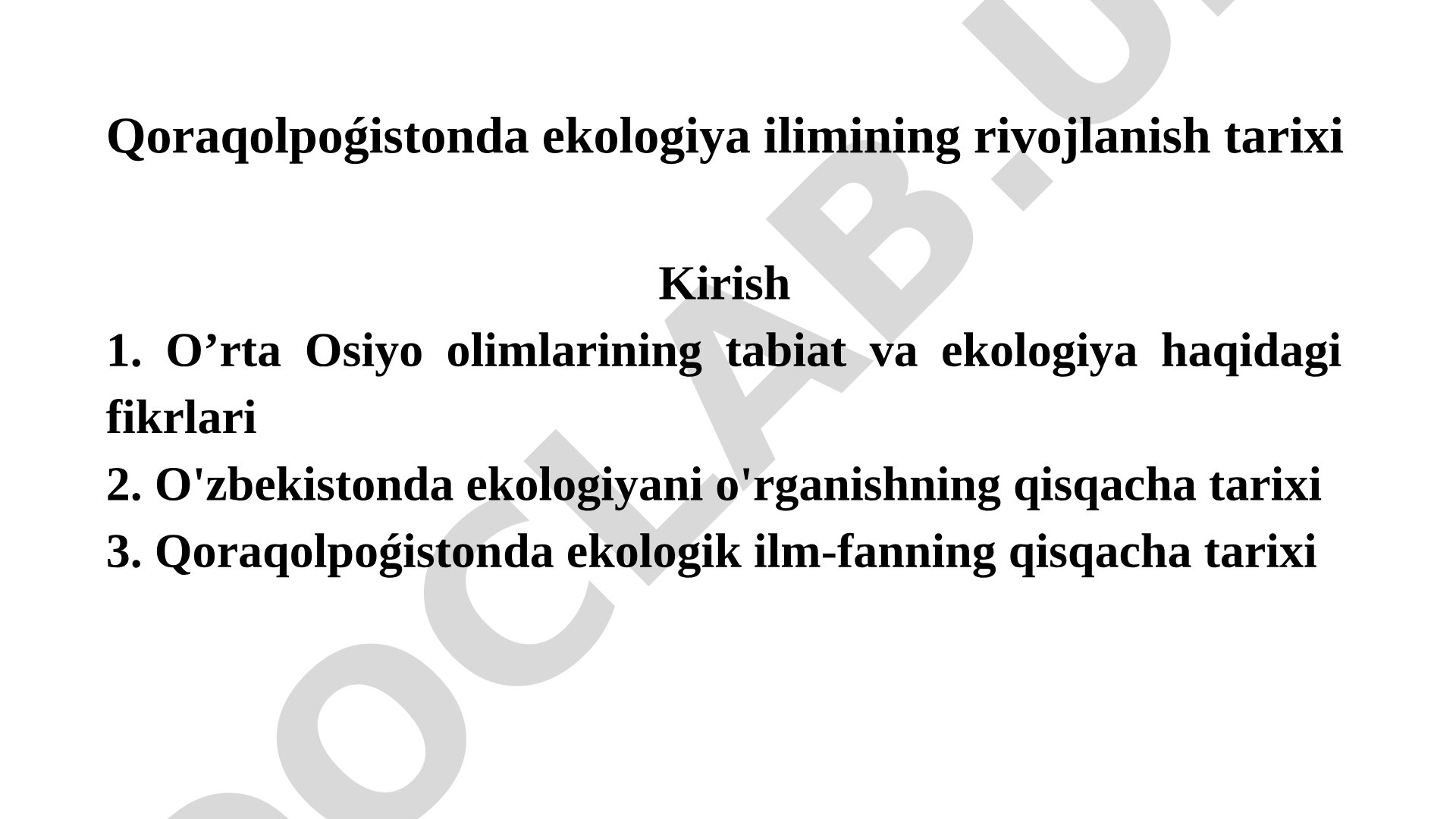 Qoraqolpoǵistonda ekologiya ilimining rivojlanish tarixi