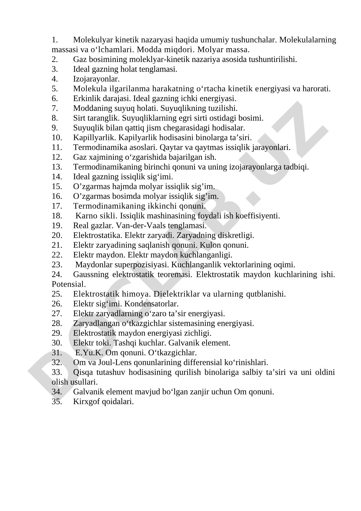 Molekulyar kinetik nazaryasi haqida umumiy tushunchalar