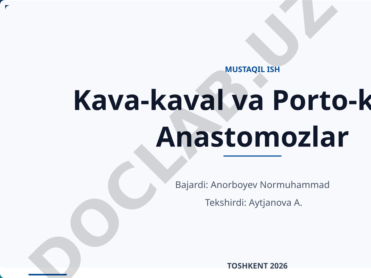 Kava-kaval va Porto-kaval Anastomozlar