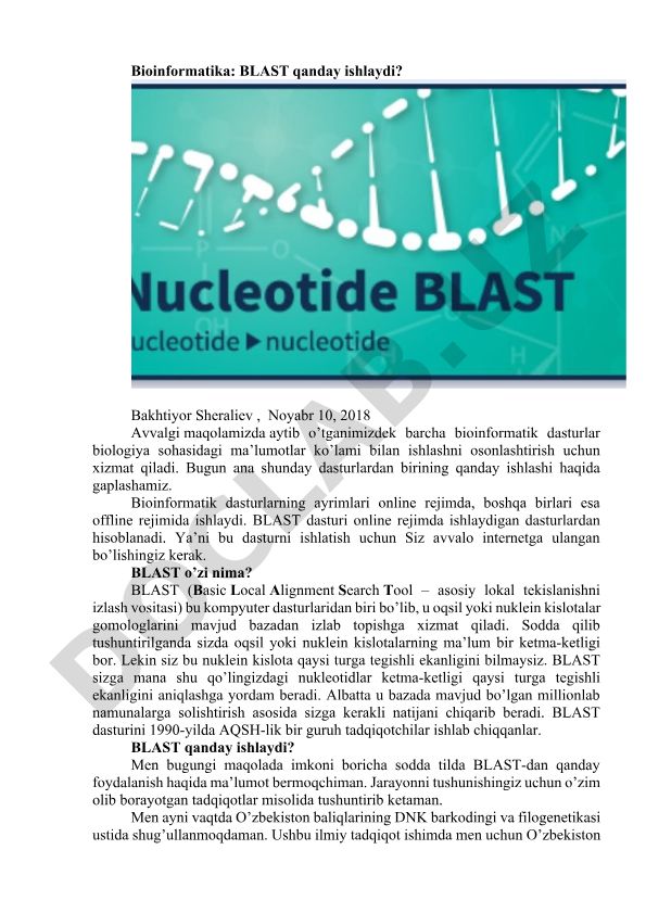 Bioinformatika: BLAST qanday ishlaydi?