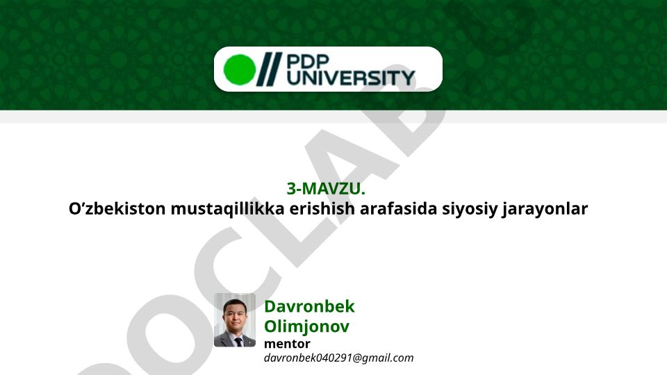 O'zbekiston mustaqillikka erishish arafasida siyosiy jarayonlar