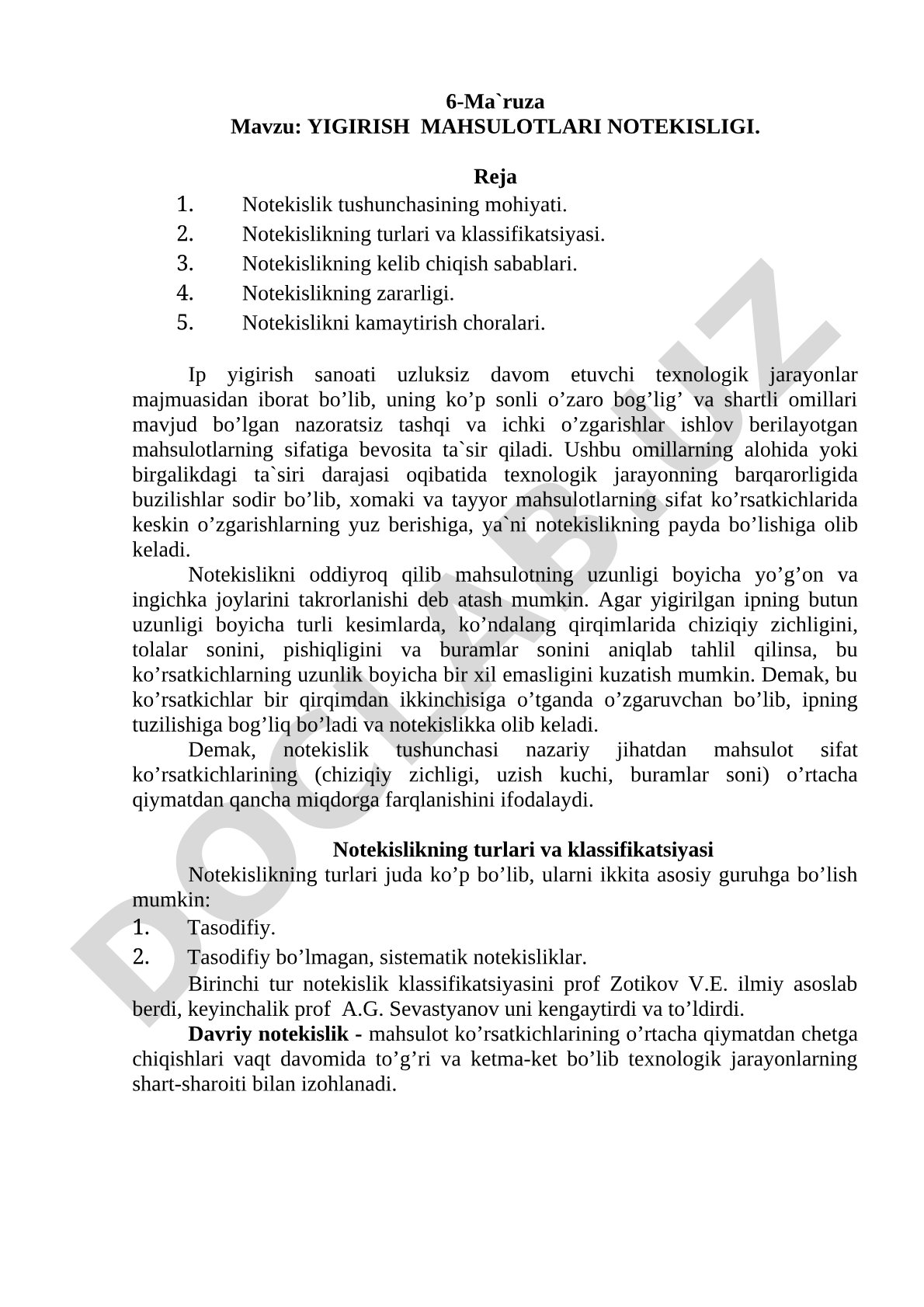 Notekislik tushunchasi, turlari, sabablari, zararlari va kamaytirish choralari haqida