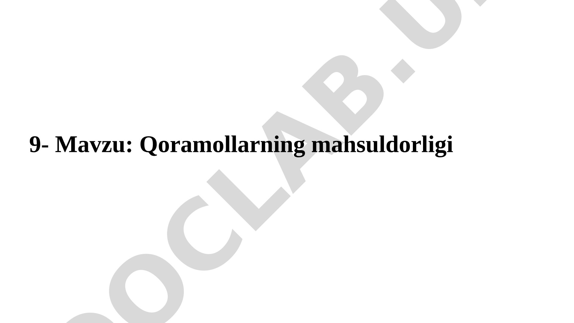 Qoramollarning mahsuldorligi