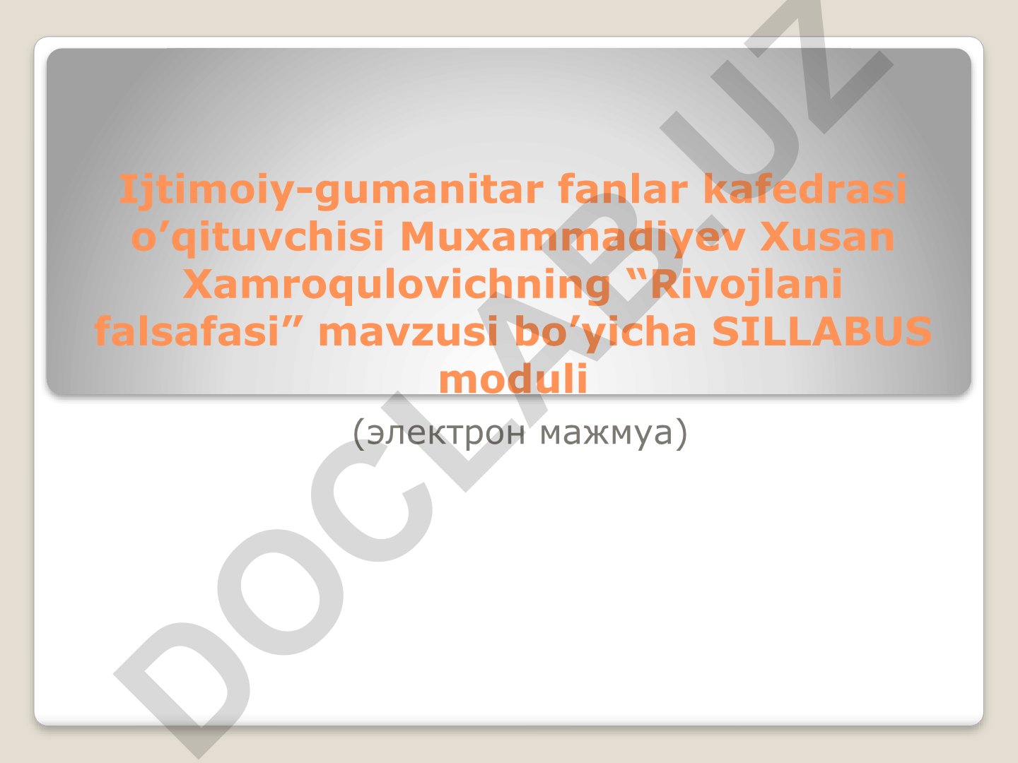 Rivojlanish falsafasi
