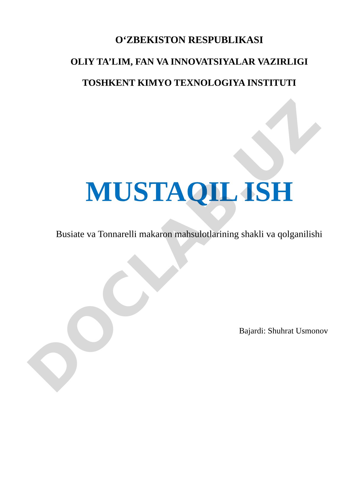 Busiate va Tonnarelli makaron mahsulotlarining shakli va qolganilishi
