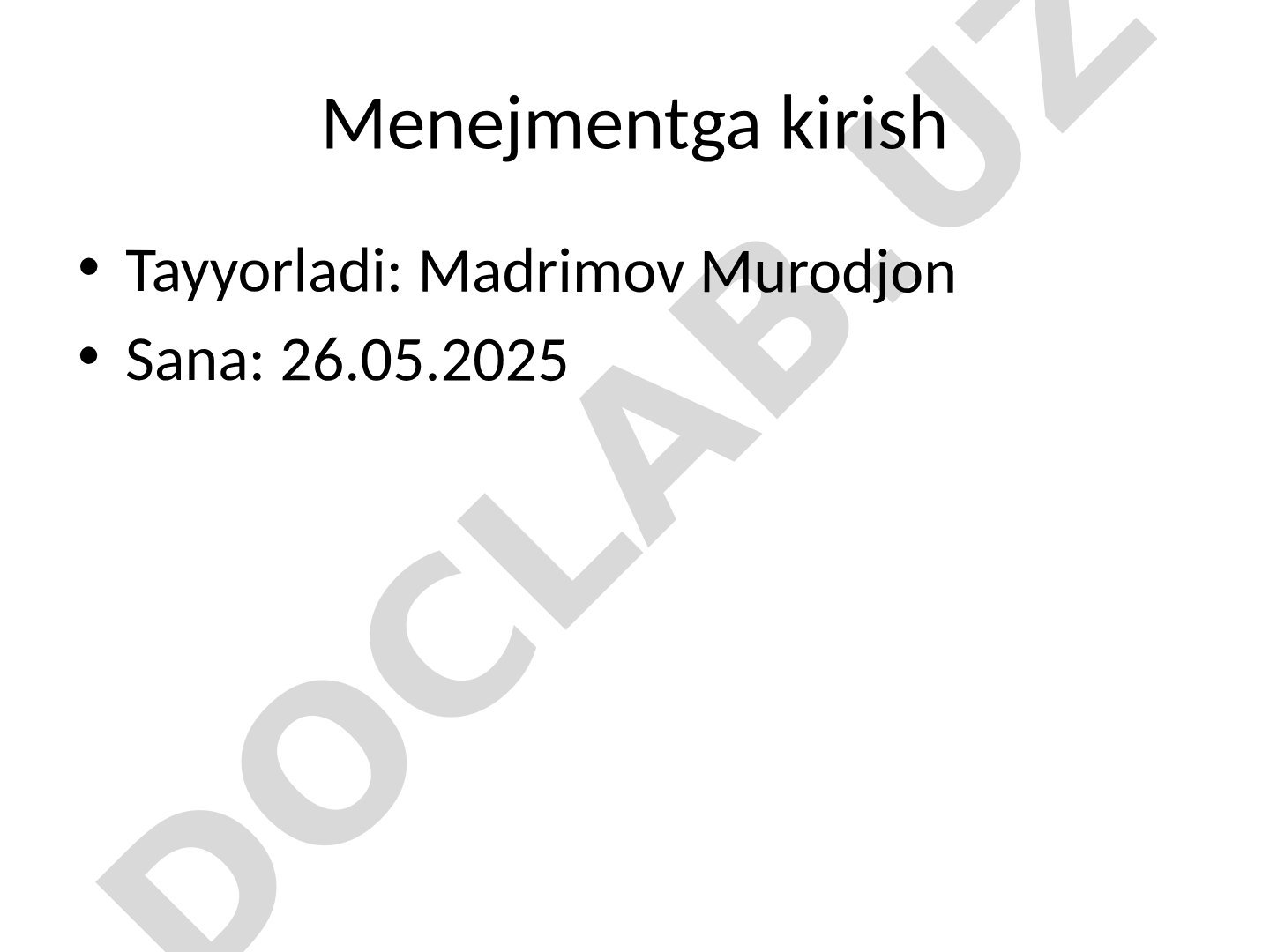 Menejmentga kirish