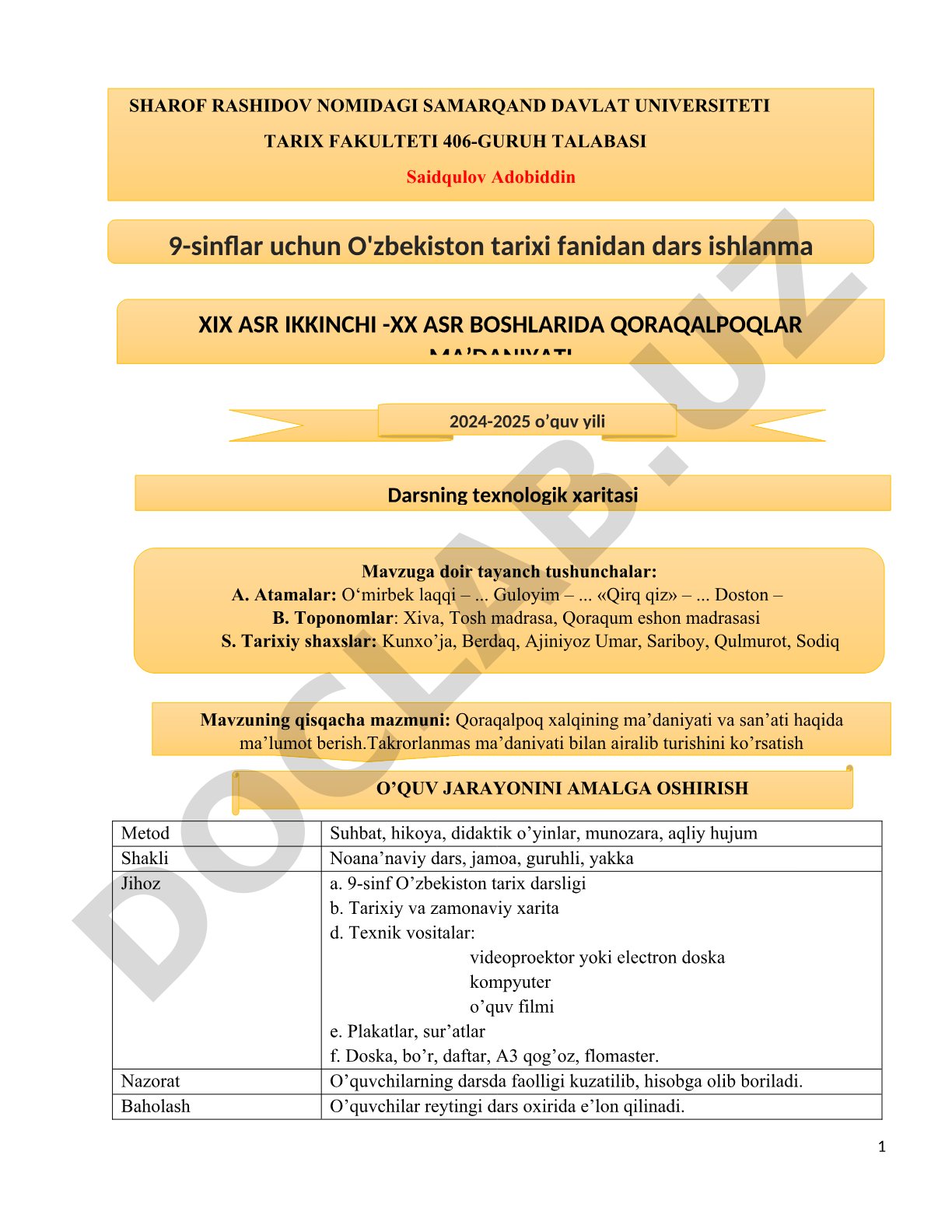 XIX asr ikkinchi - XX asr boshlarida Qoraqalpoqlar ma’daniyati