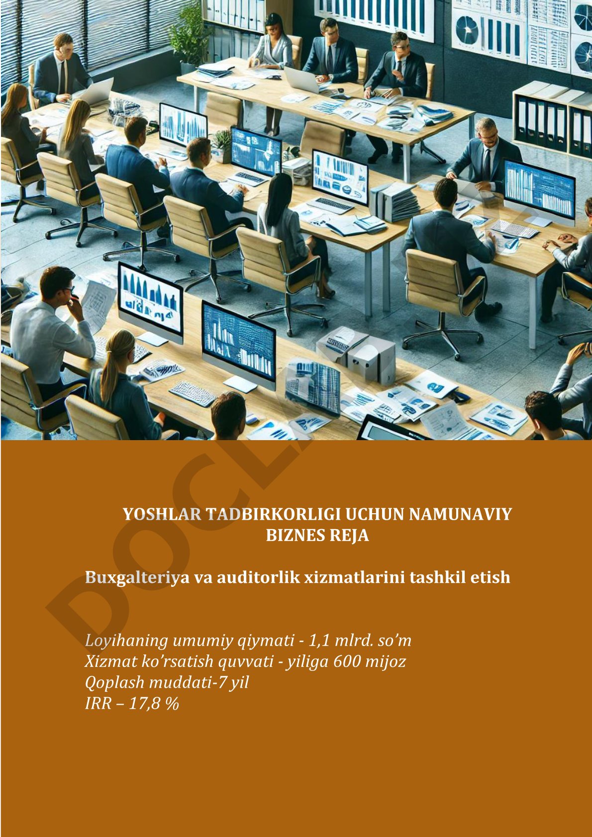 Yoshlar tadbirkorligi uchun namunaviy biznes reja: Buxgalteriya va auditorlik xizmatlari