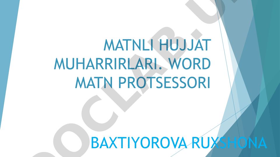 Matnli hujjat muharrirlari va Microsoft Word dasturi
