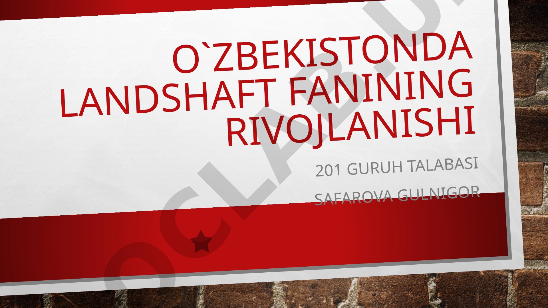 O'zbekistonda landshaft fanining rivojlanishi