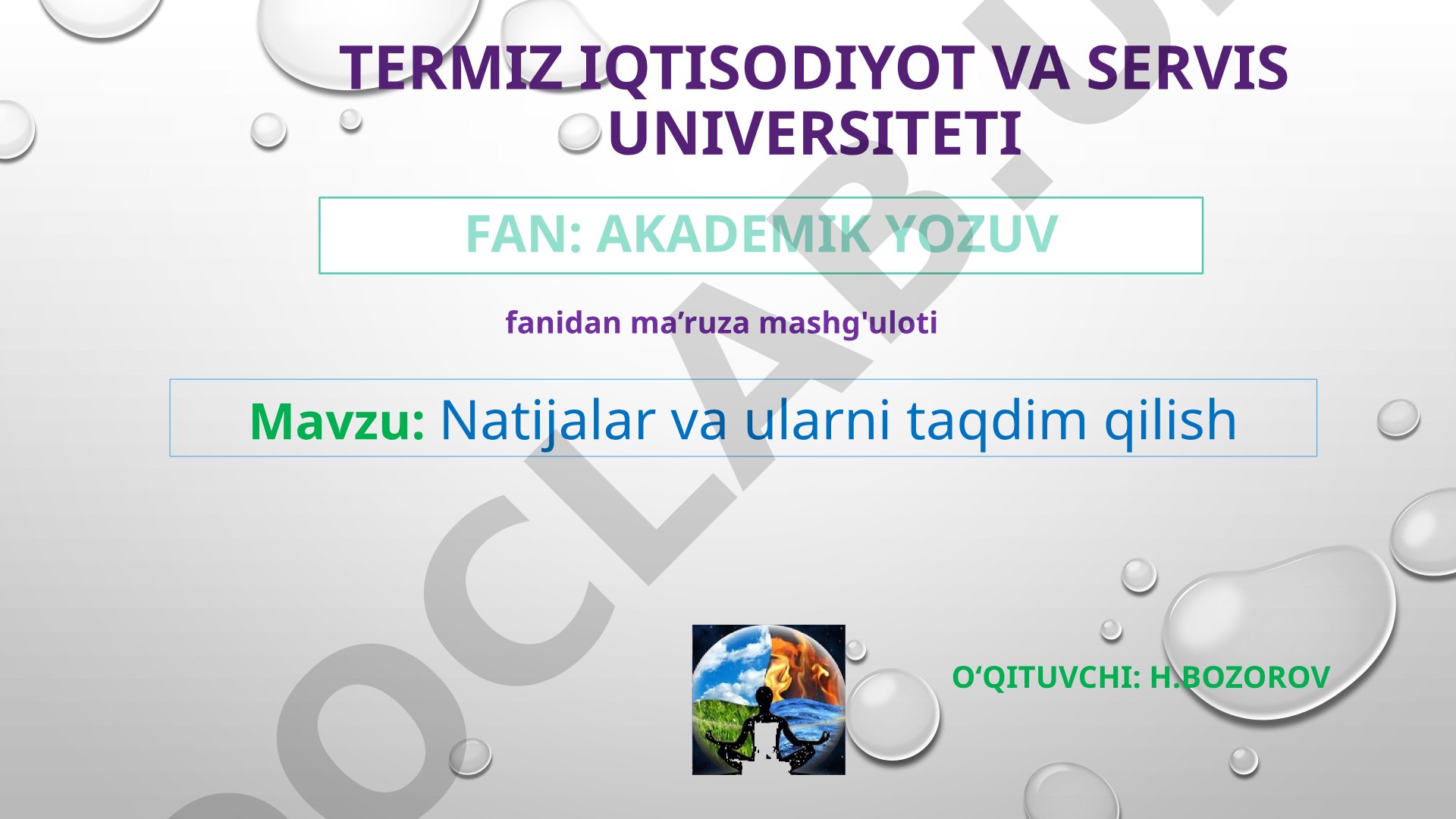Natijalar va ularni taqdim qilish