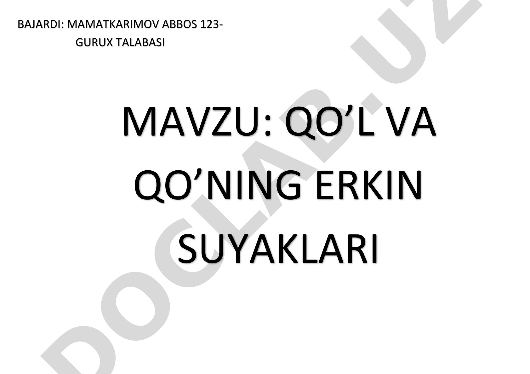 Qo'l va qo'ning erkin suyaklari