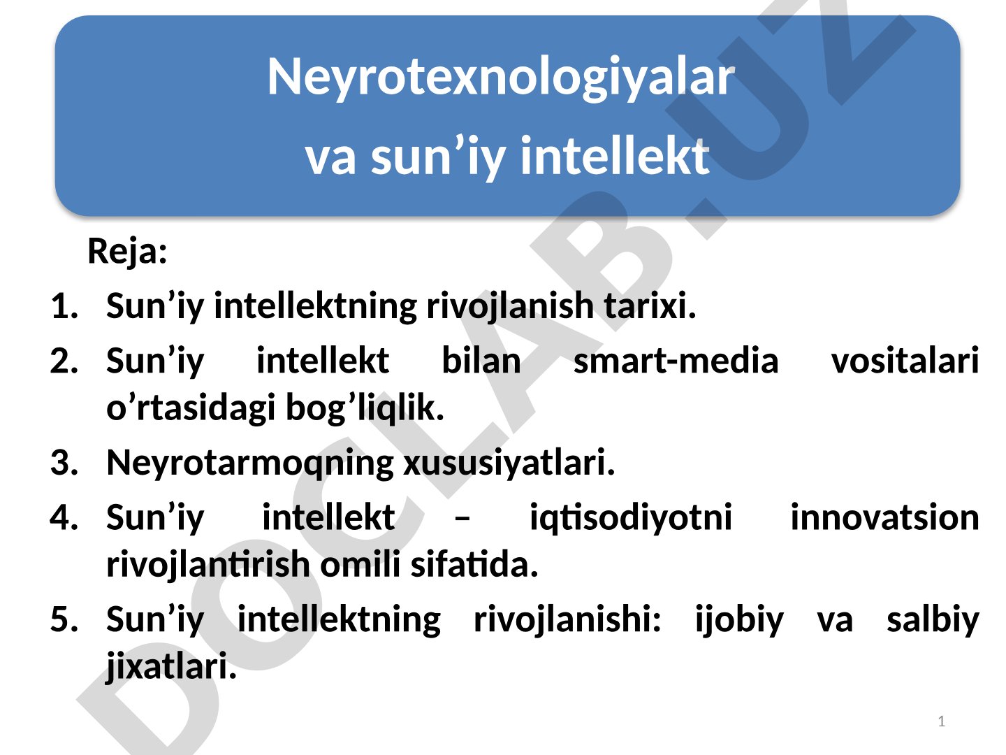 Sun’iy intellektning rivojlanish tarixi