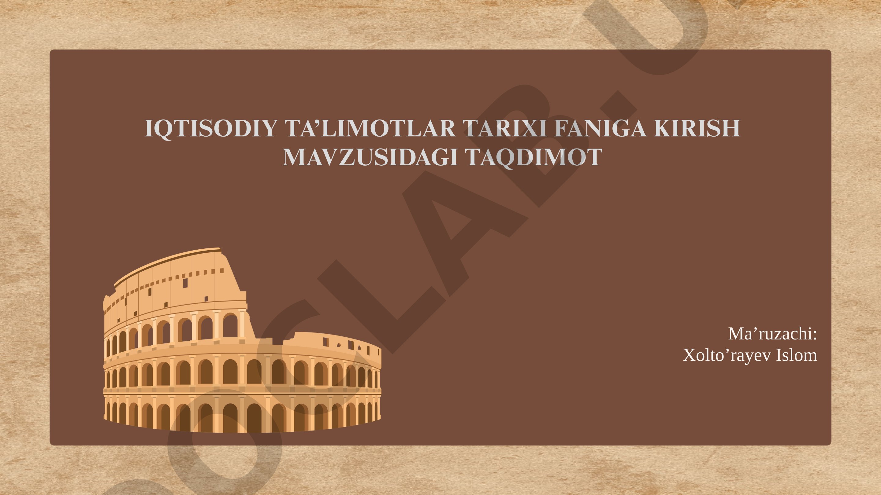 Iqtisodiy ta’limotlar tarixi faniga kirish