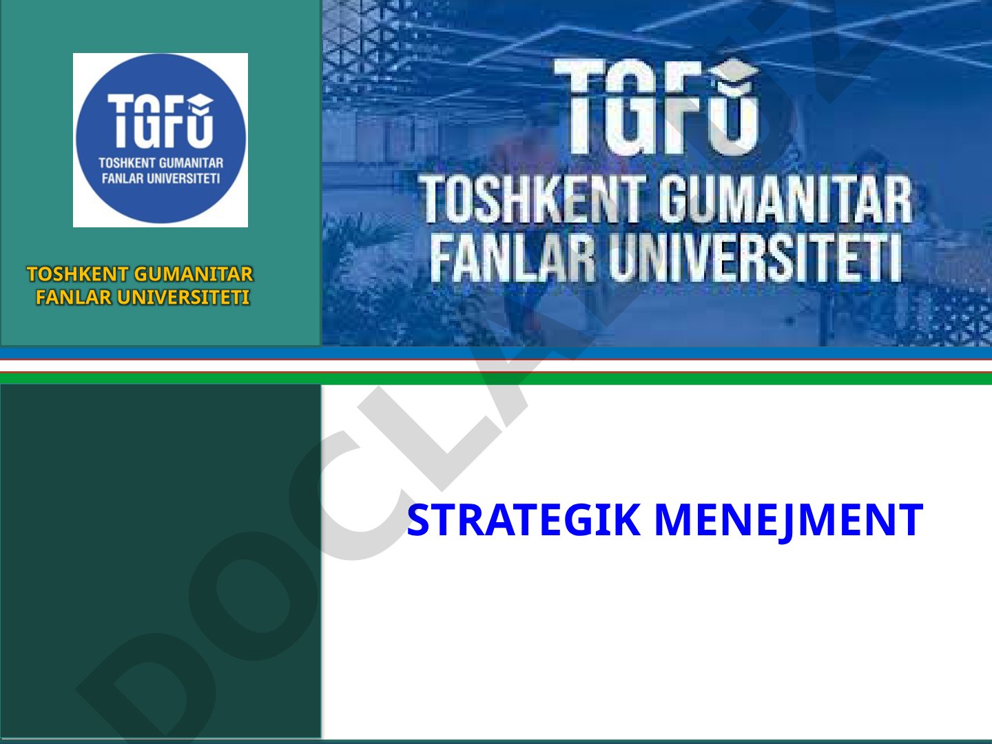 Strategik menejment tushunchasi, maqsadlari, tafakkur maktablari haqida taqdimot
