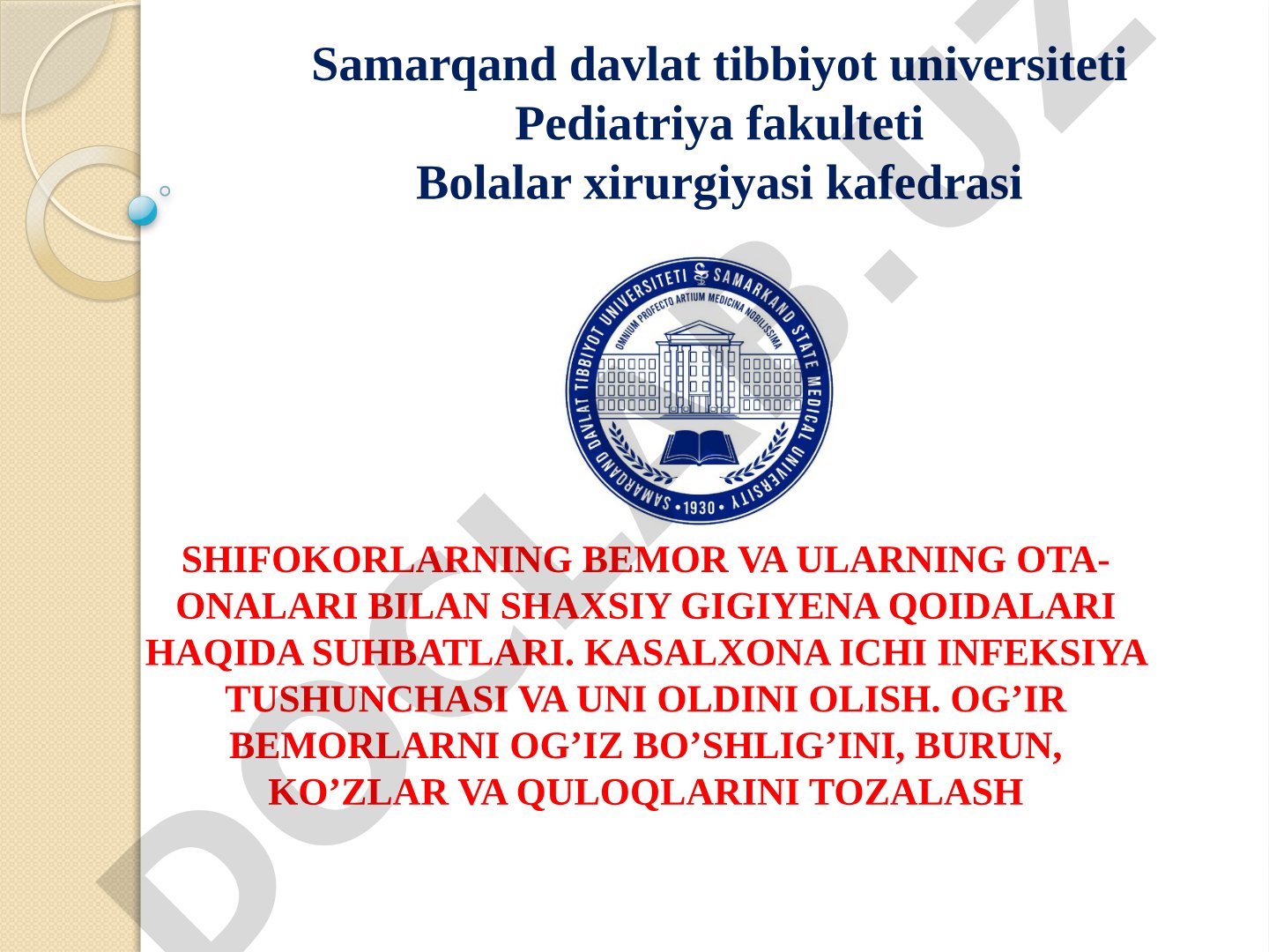 Kasalxona ichi infeksiyasi tushunchasi va uni oldini olish