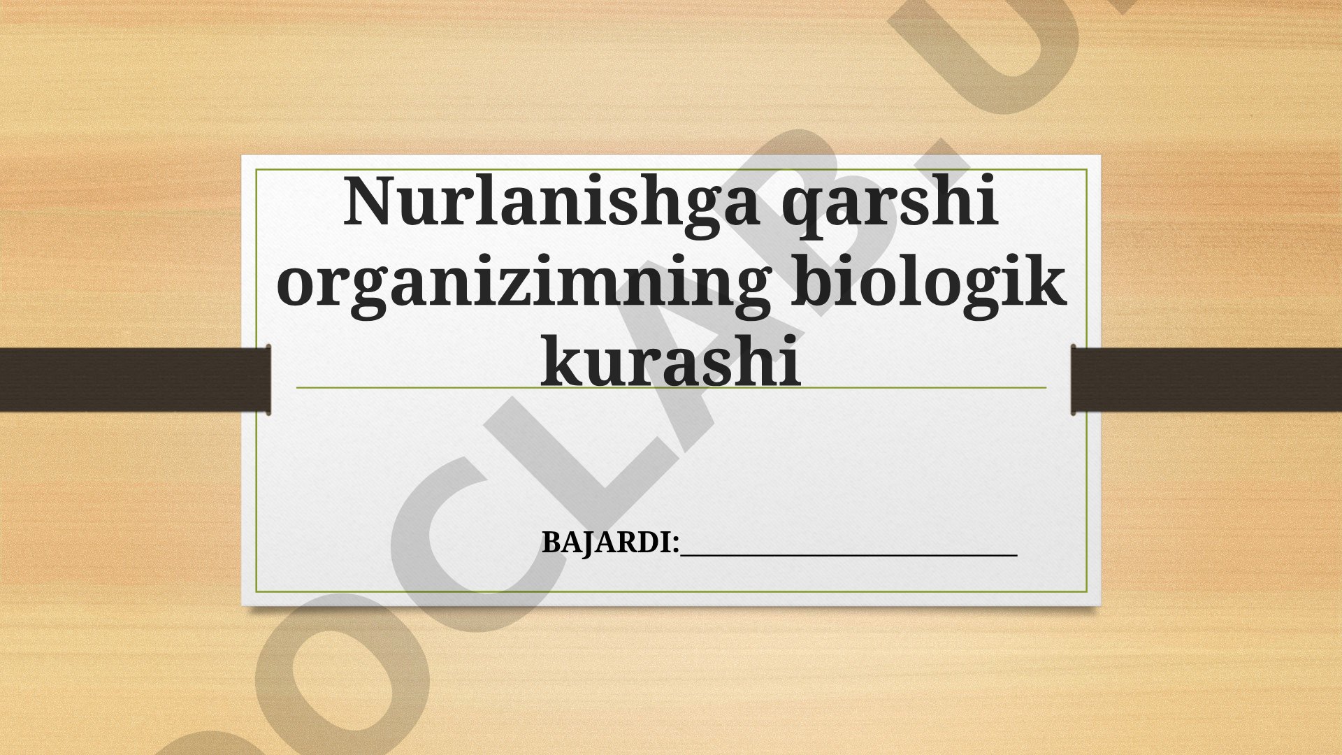 Nurlanishga qarshi organizmning biologik kurashi