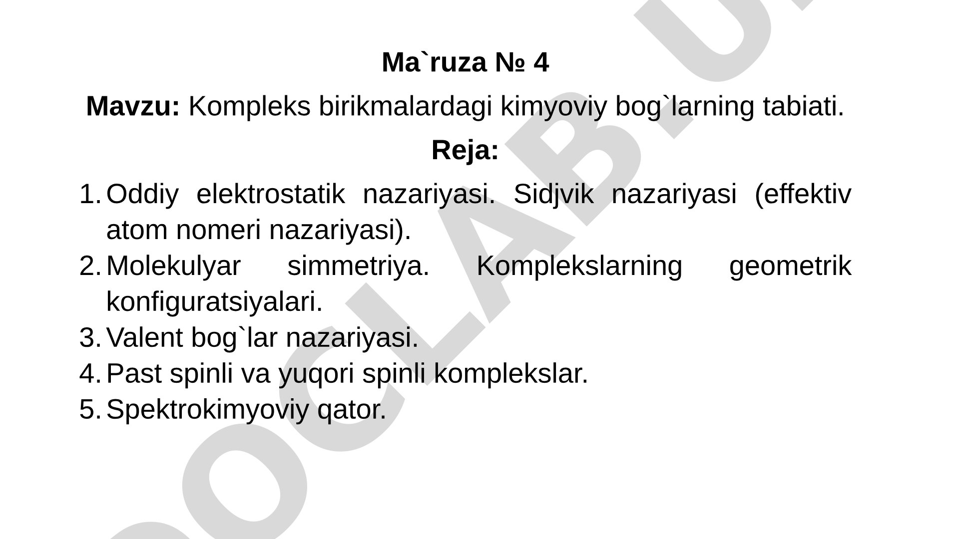 Kompleks birikmalardagi kimyoviy bog`larning tabiati