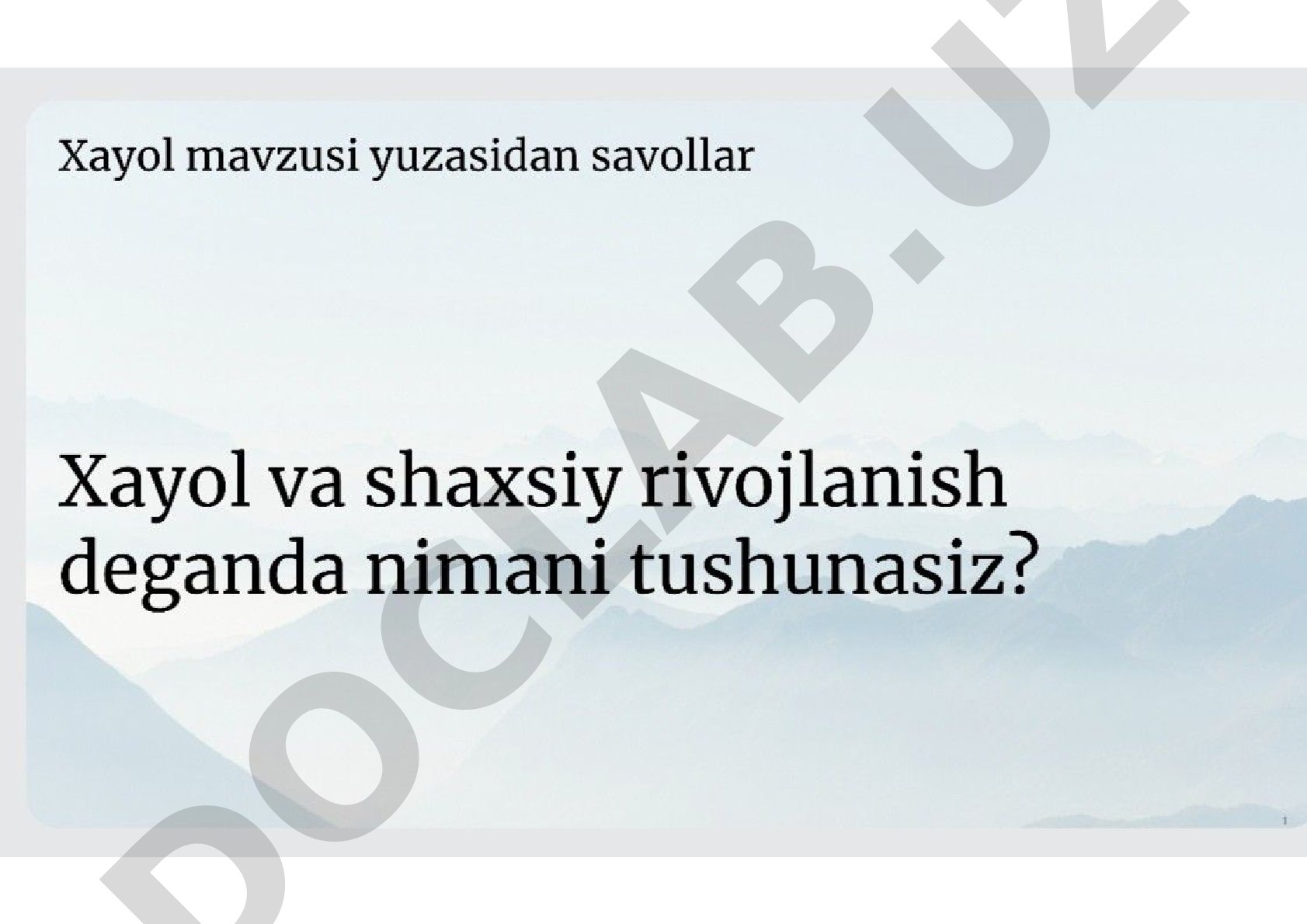 Xayol mavzusi bo'yicha savollar