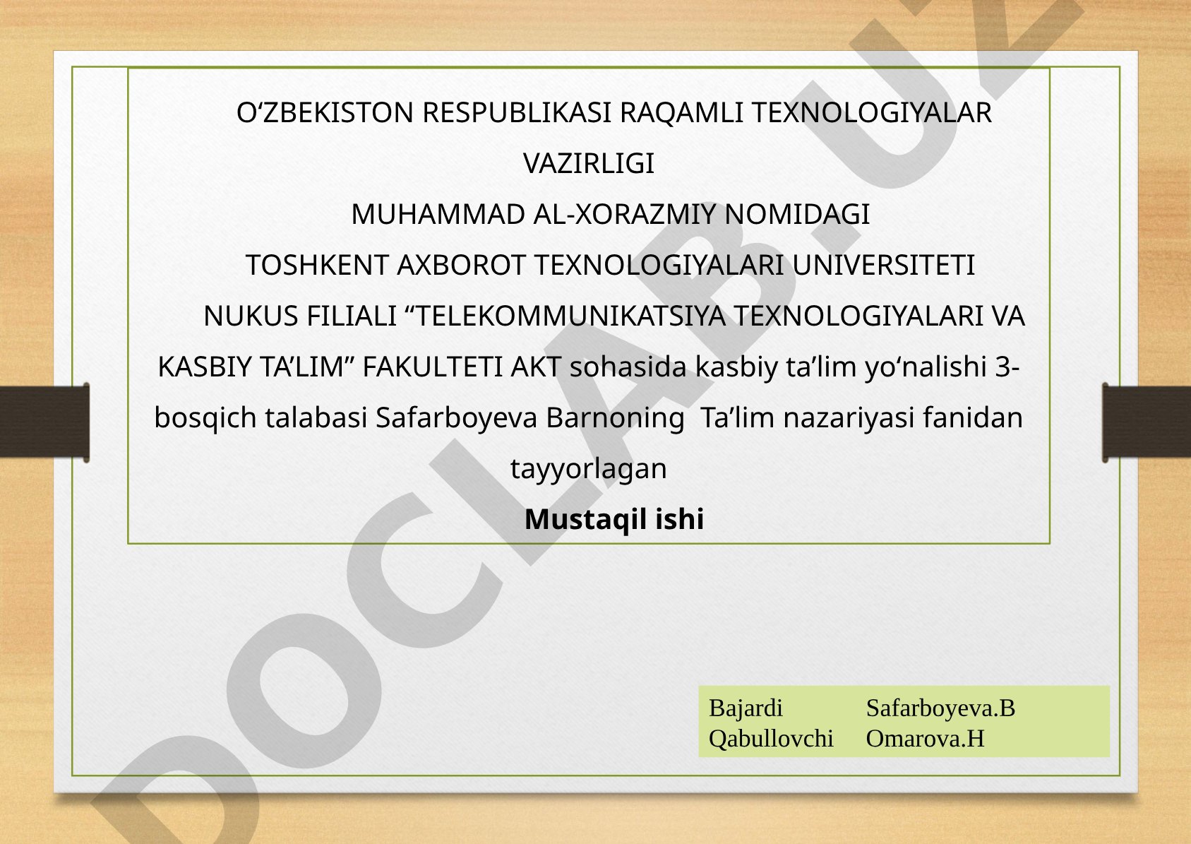 O'qitish usullari. Zamonaviy oqitish vositalari turlari va ularning tasniflanishi