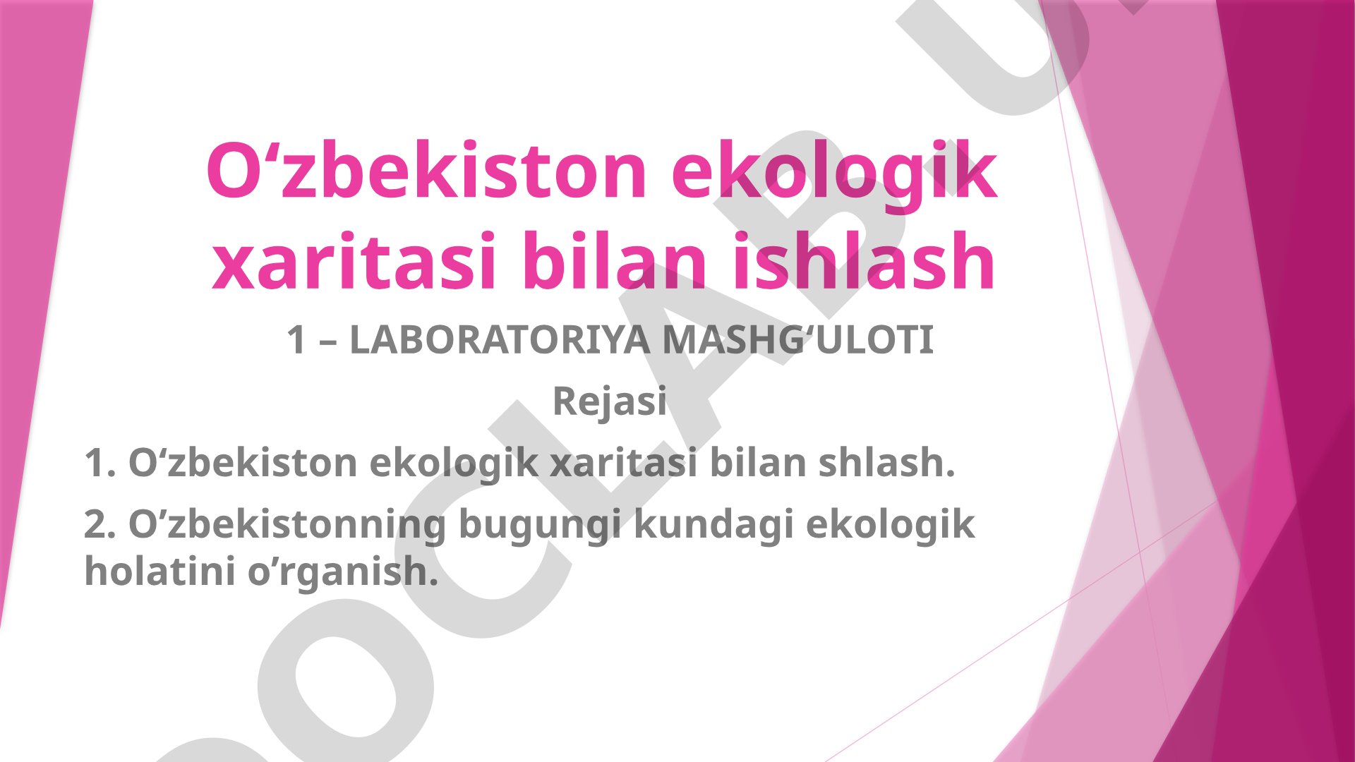 O‘zbekiston ekologik xaritasi bilan ishlash