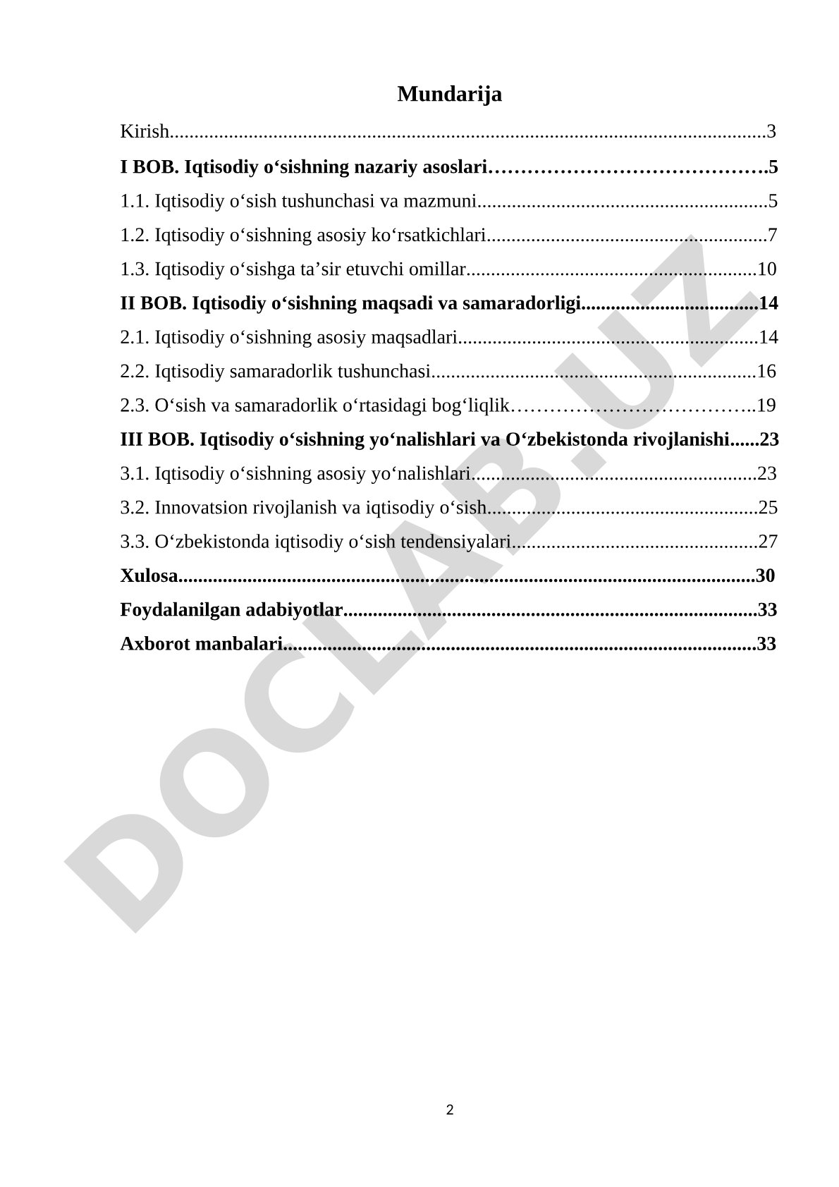 Iqtisodiy o‘sishning nazariy asoslari
