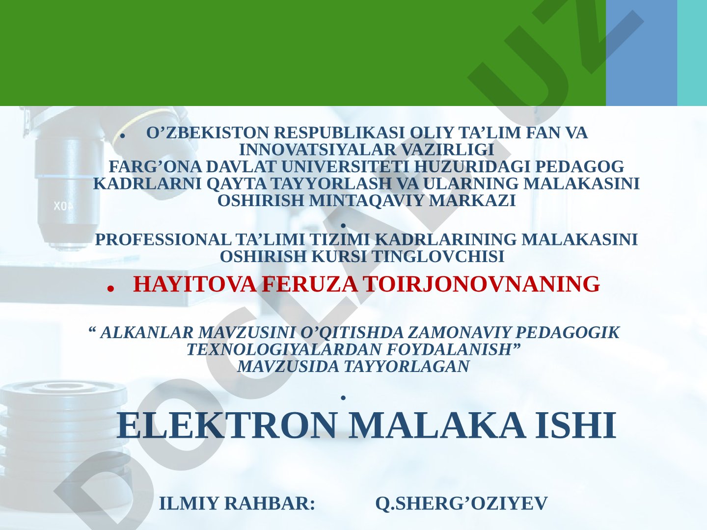 Alkanlar mavzusini o‘qitishda zamonaviy pedagogik texnologiyalardan foydalanish