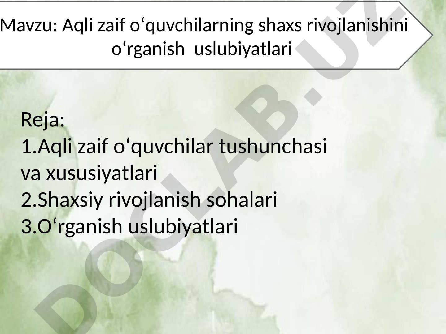 Aqli zaif o'quvchilarning shaxs rivojlanishini o'rganish uslubiyatlari