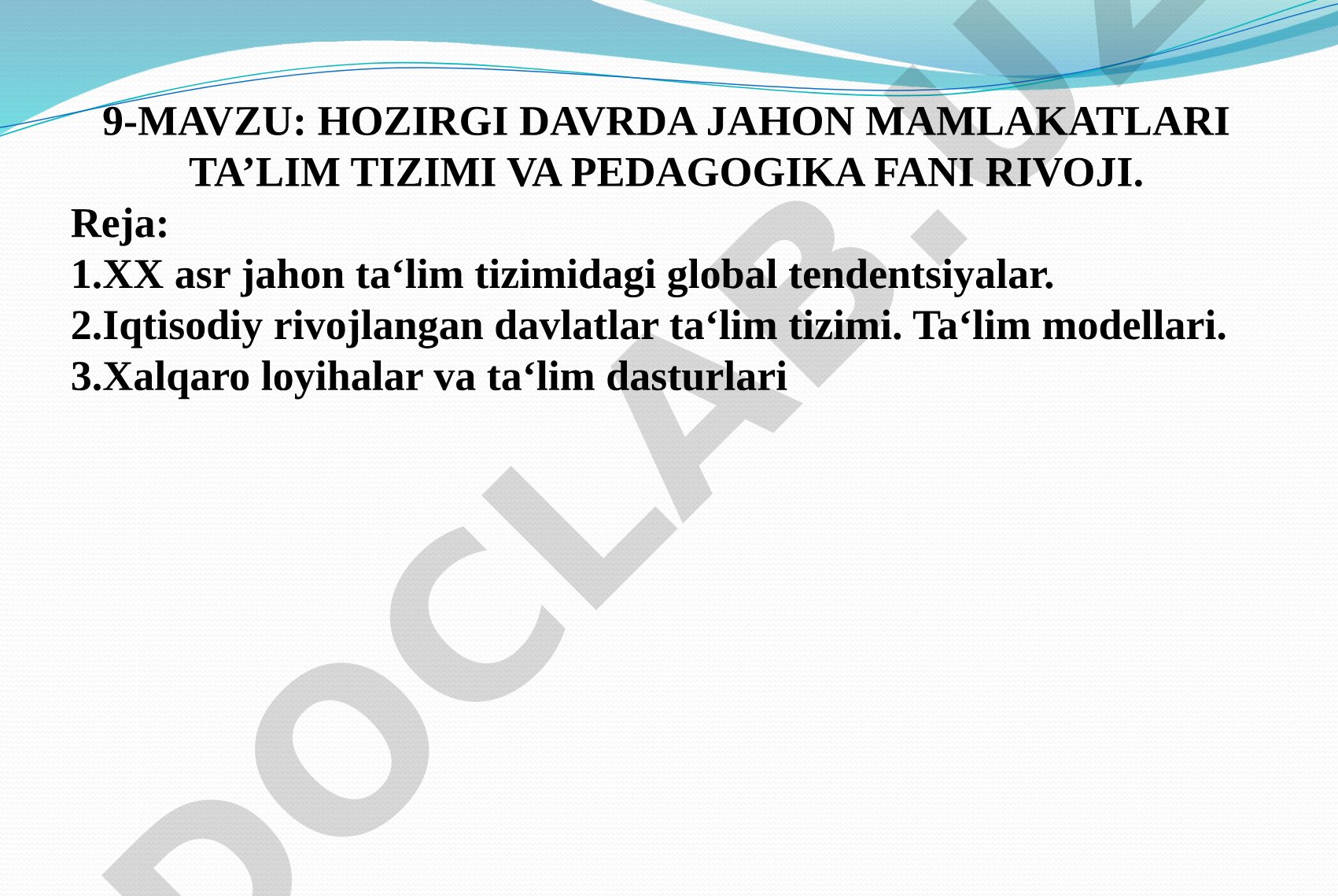 Hozirgi davrda jahon mamlakatlari ta’lim tizimi va pedagogika fani rivoji