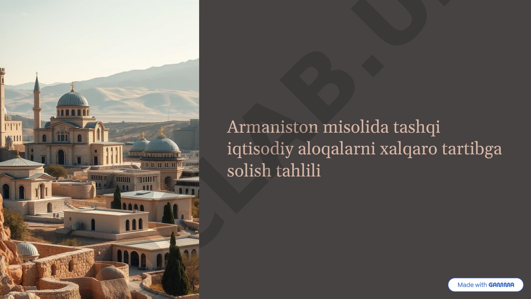Armaniston misolida tashqi iqtisodiy aloqalarni xalqaro tartibga solish tahlili