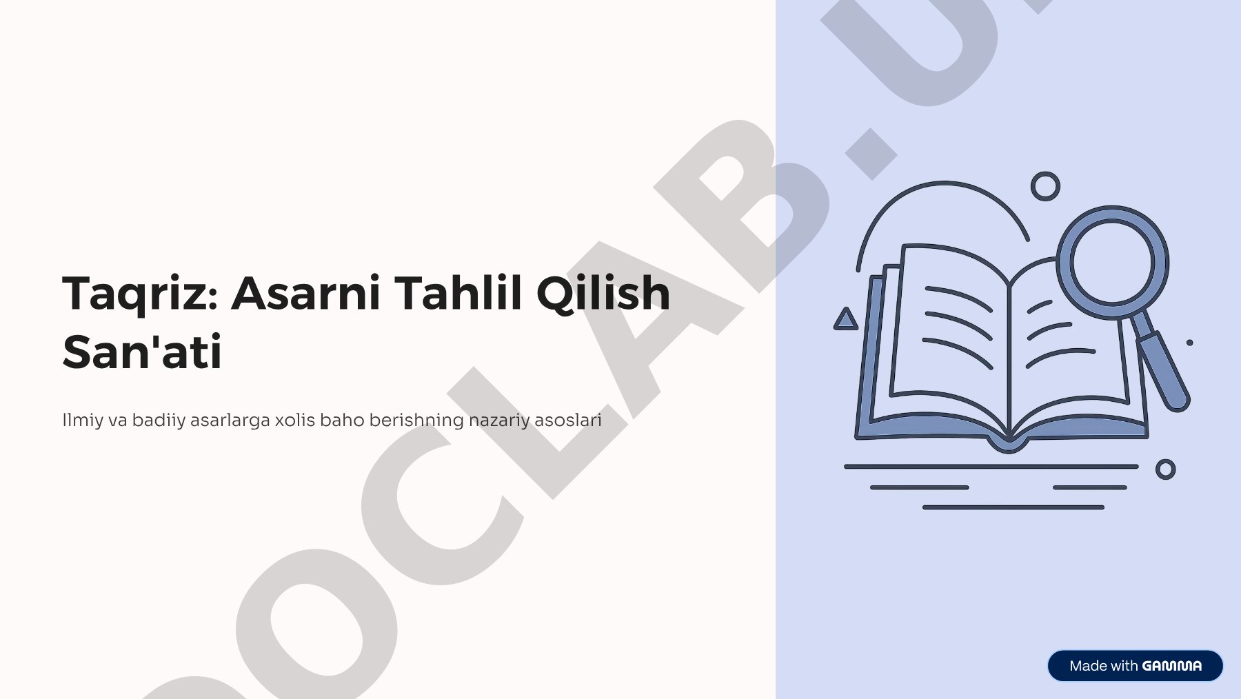 Taqriz: Asarni Tahlil Qilish San'ati