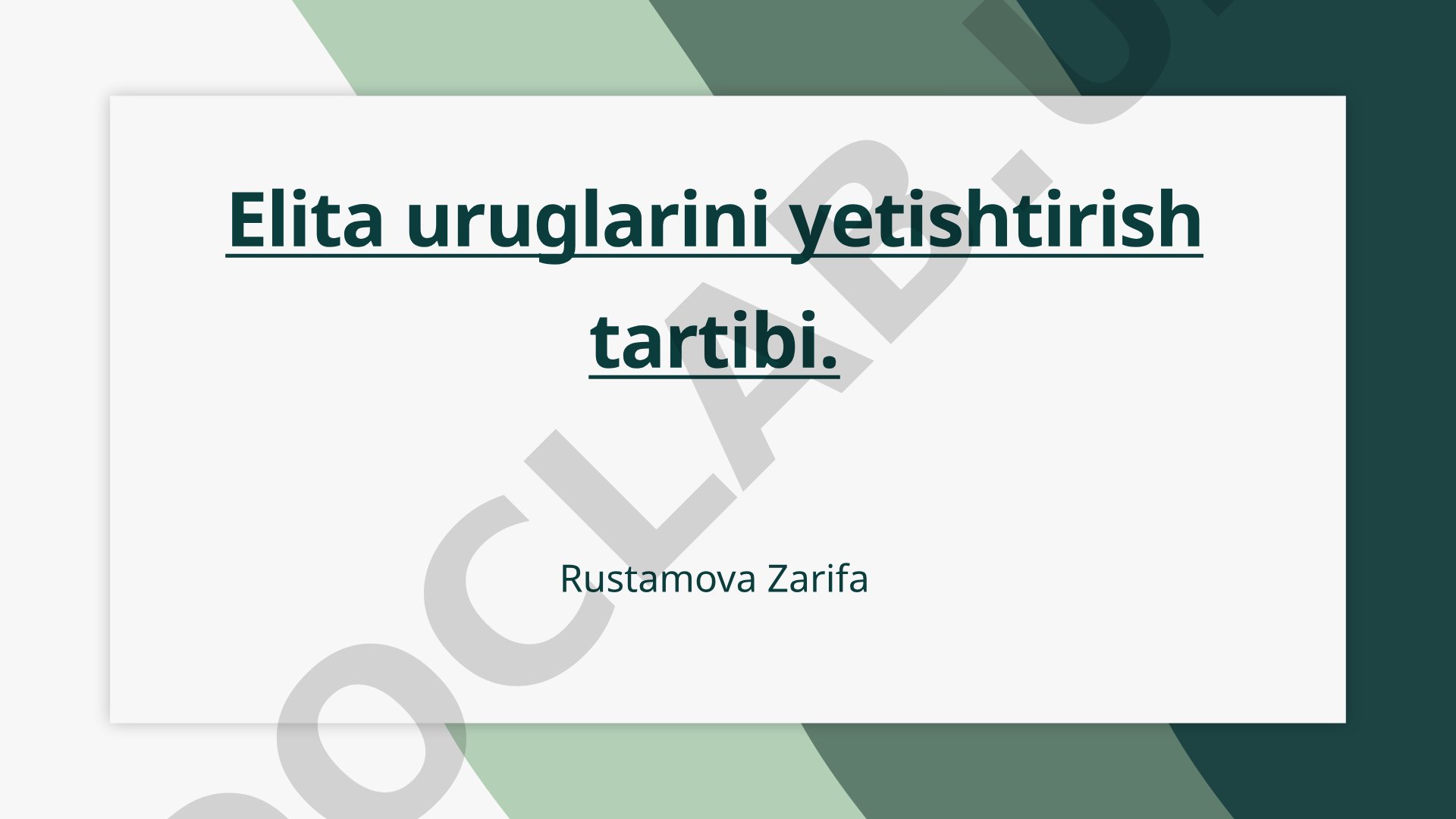 Elita uruglarini yetishtirish tartibi