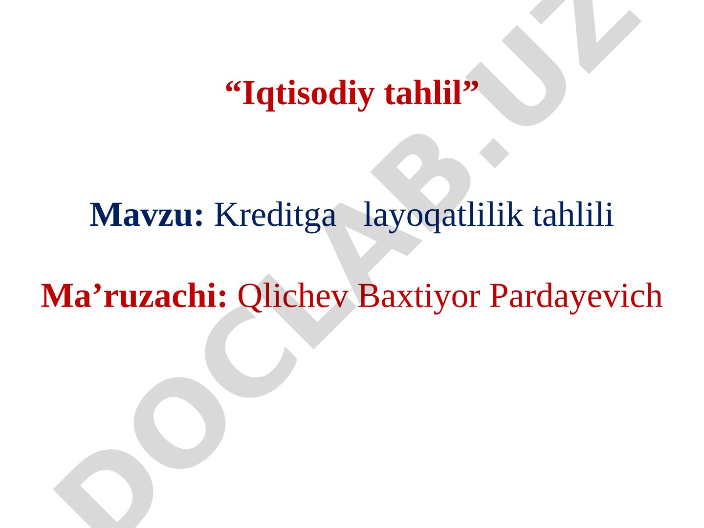 Kreditga layoqatlilik tahlili