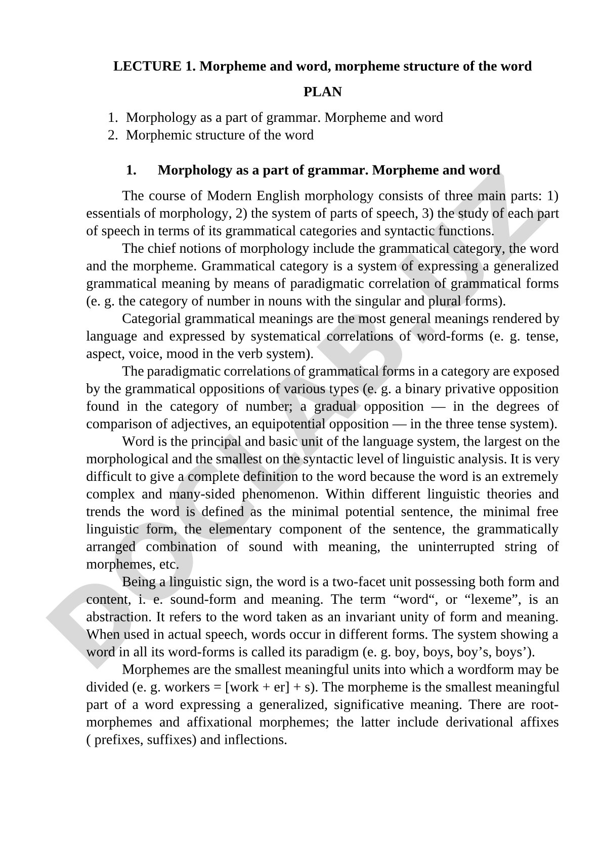 Morpheme and word, morpheme structure of the word