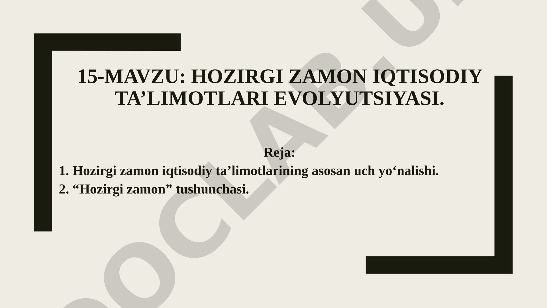 Hozirgi zamon iqtisodiy ta’limotlari evolyutsiyasi