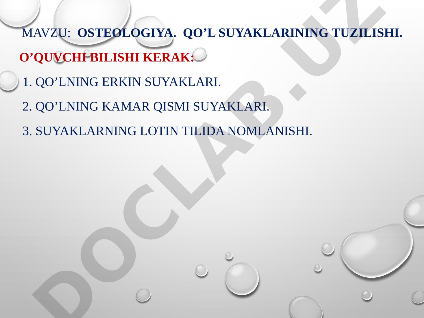 Osteologiya. Qo’l suyaklarining tuzilishi.
