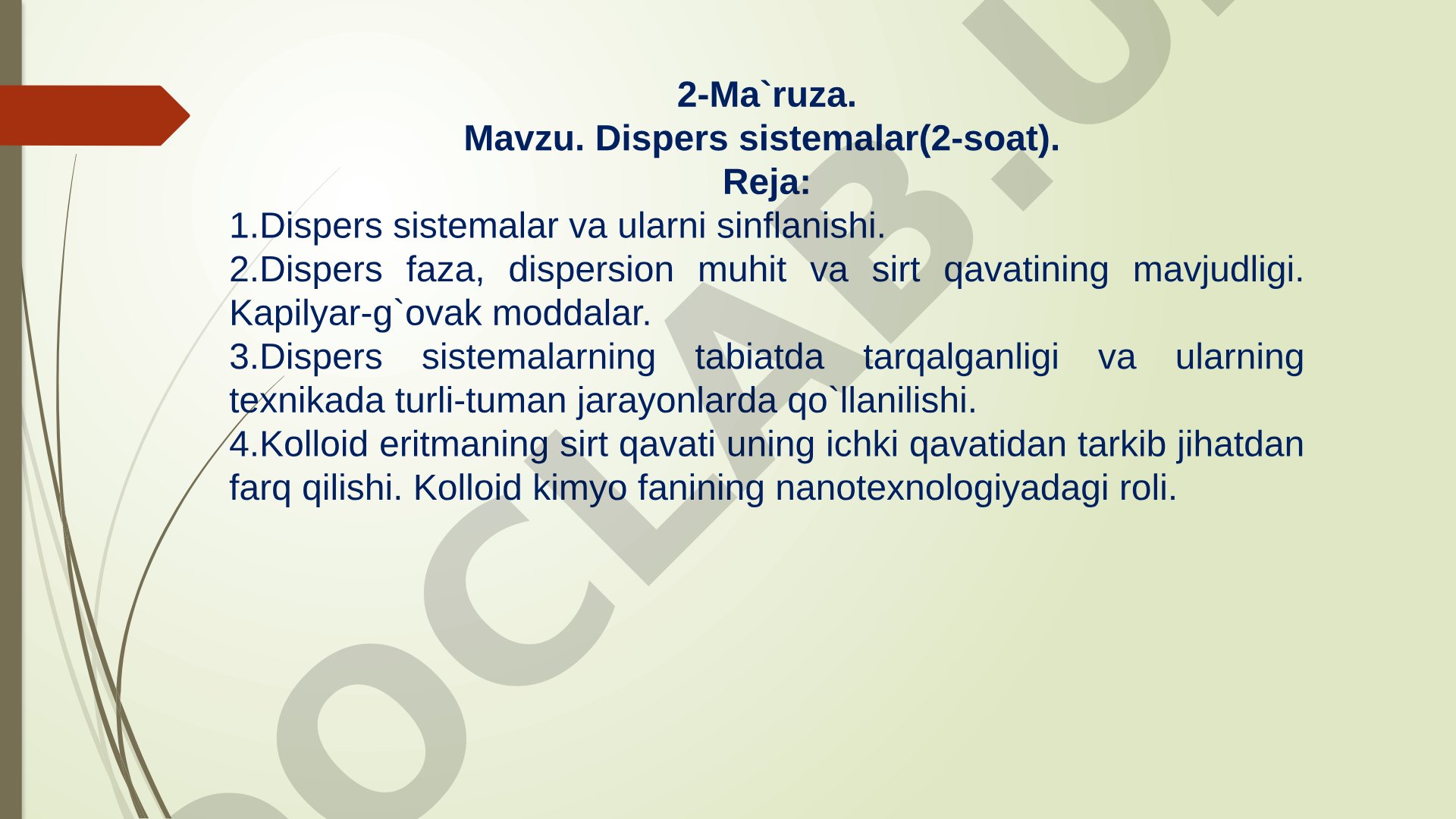 Dispers sistemalar, kolloid eritmalar, ularning sinflanishi va xossalari yoritilgan